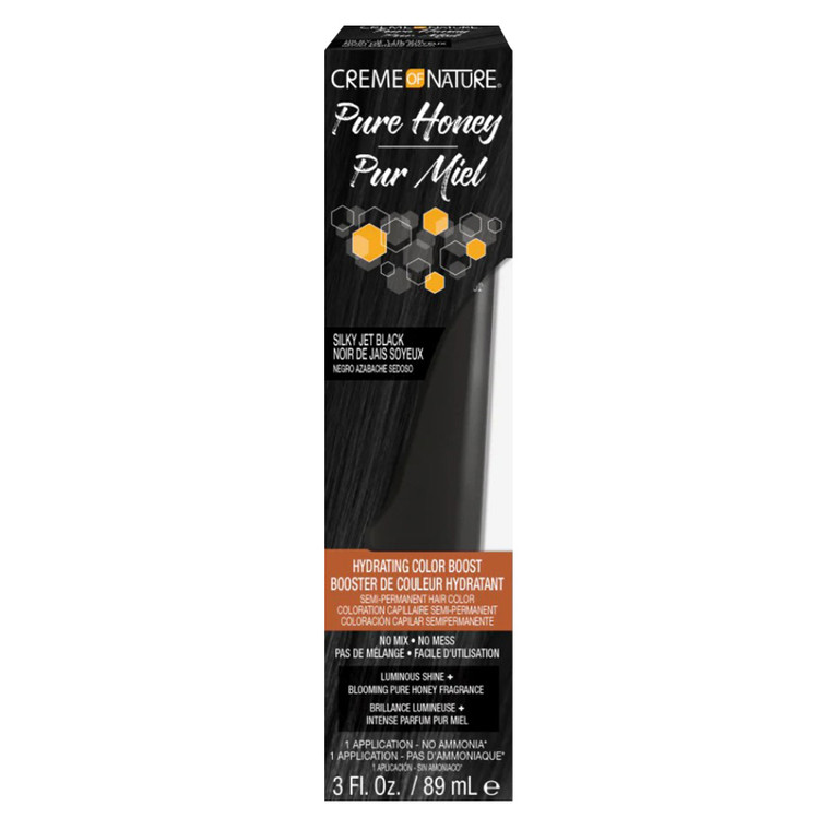 Creme of Nature Pure Honey Hydrating Color Boost Semi Permanent Silky Jet Black Hair Dye for Vibrant Color 3Oz (89ml)