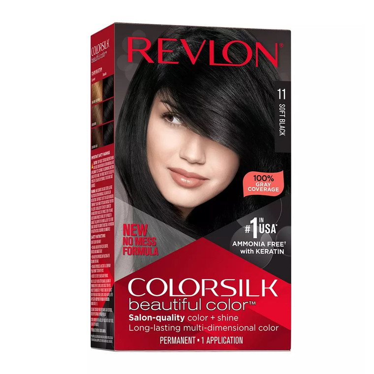 Revlon Colorsilk Beautiful Permanent Hair Color, 11 Soft Black, 1 Ea