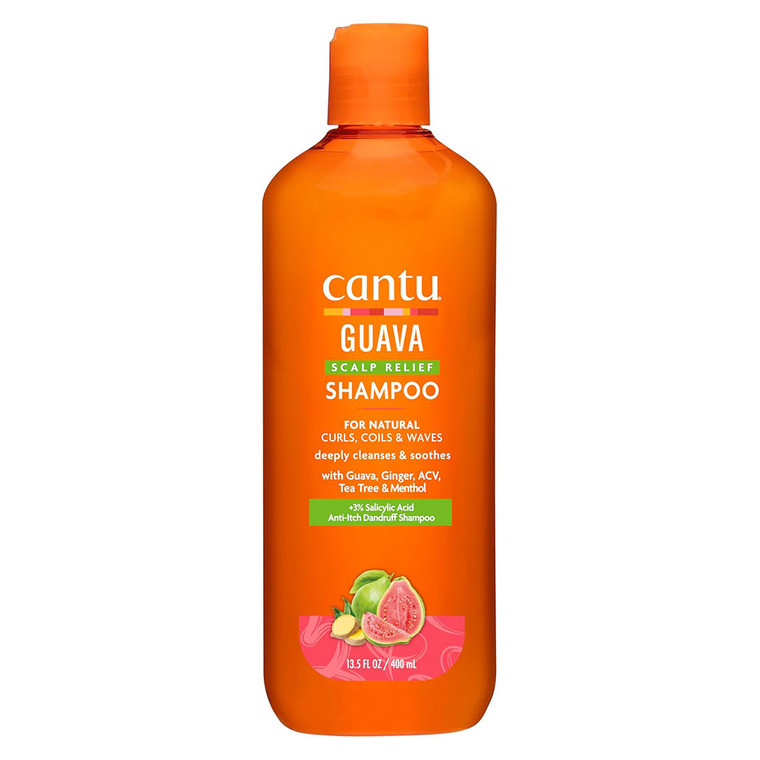 Cantu Guava and Ginger Scalp Relief Shampoo for Gentle Cleansing and Soothing Itch 13.5Oz (400ml)