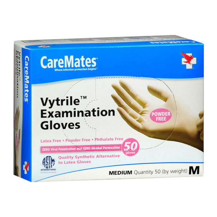 Caremates Vytrile Examination Gloves Medium, 50 Ea
