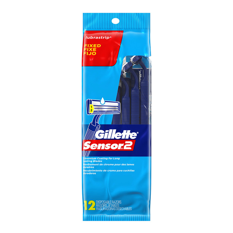 Gillette Sensor2 Fixed Mens Disposable Razor, 12 Ea