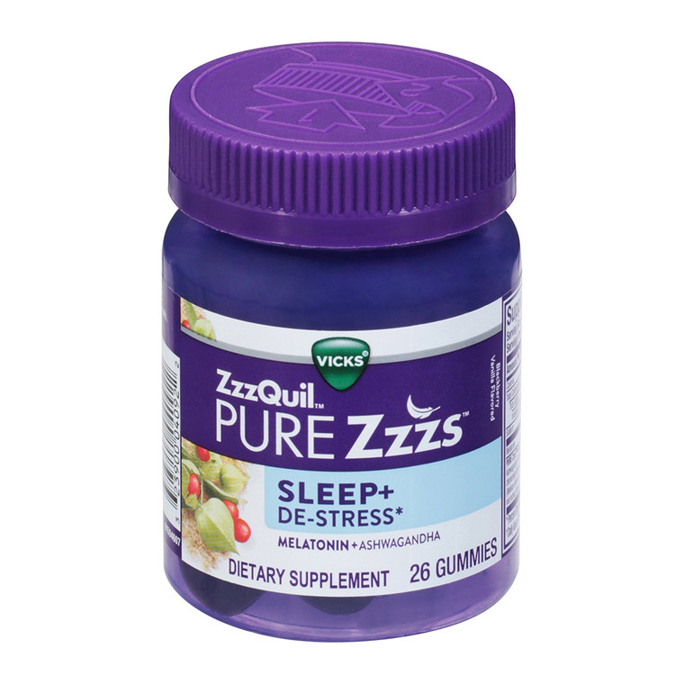 Vicks ZzzQuil Pure Zzzs De Stress Melatonin Sleep Aid Gummies, 26 Oz