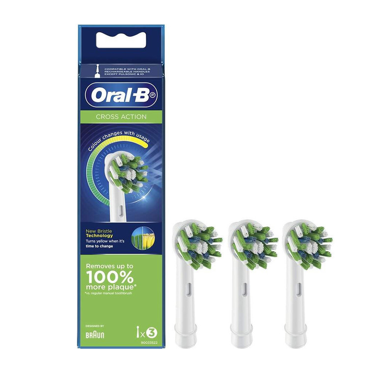 Oral B Cross Action Replacement Brush Heads, 3 Ea