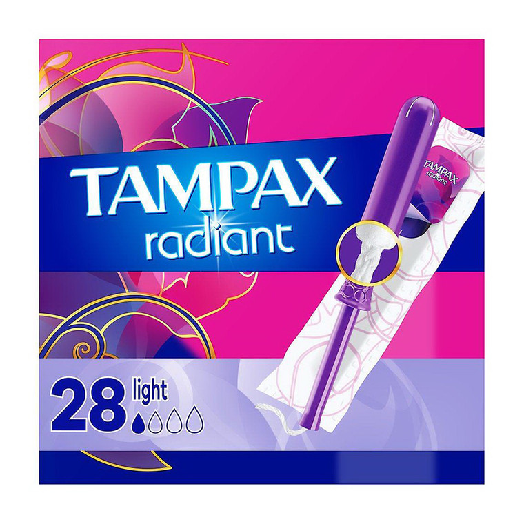 Tampax Radiant Tampons Light Absorbency, Unscented, 28 Ea