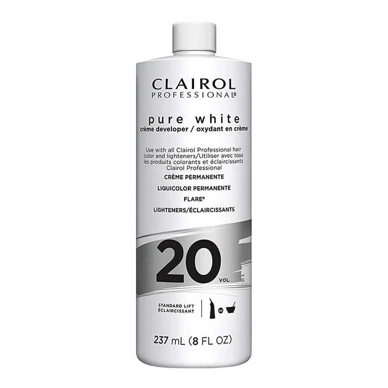 Clairol Professional Pure White 20 Volume Creme Developer Permanent Hair Color, 8 Oz