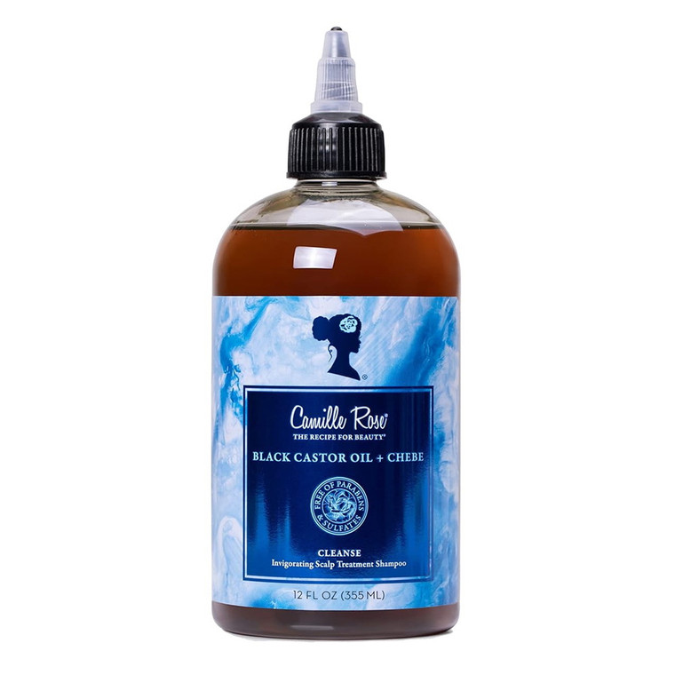 Camille Rose Black Castor Oil and0 Chebe Cleanse, Invigorating Scalp Treatment Shampoo, 12 Oz