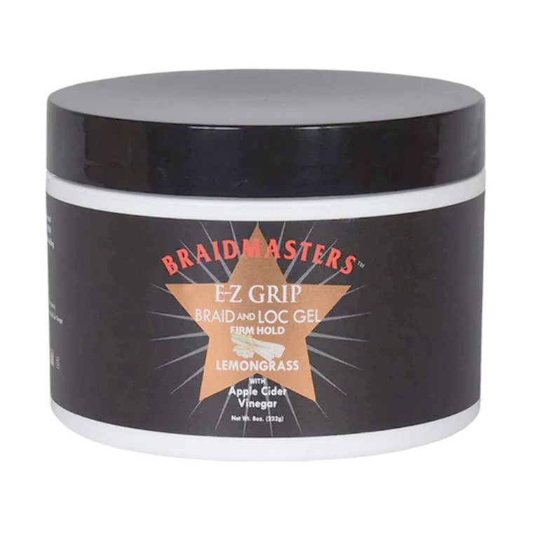 Braidmasters E Z Grip Braid and Loc Gel Firm Hold Lemongrass with Apple Cider Vinegar 8Oz (232g)