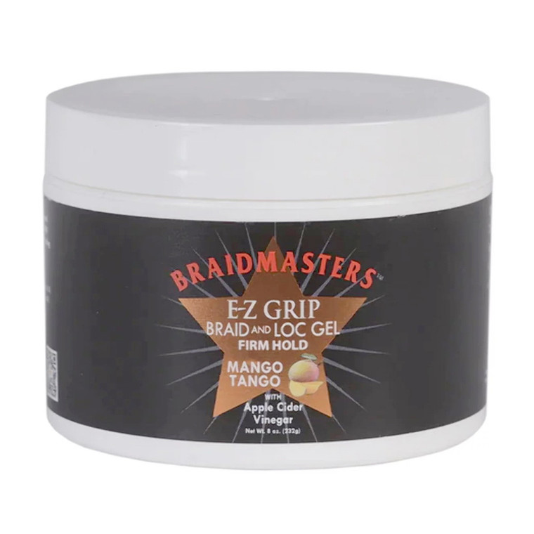 Braidmasters E-Z Grip Braid and Loc Gel Firm Hold Mango Tango with Apple Cider Vinegar, 8 Oz