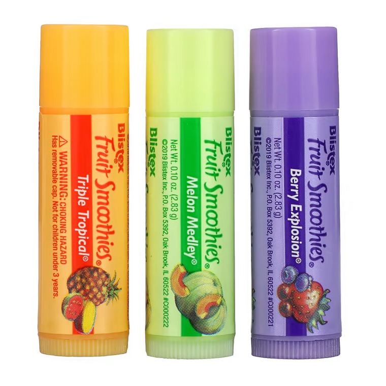 Blistex Fruit Smoothies Lip Moisturizers 3 Creamy Sticks Pack, 0.10 Oz, 3 Ea