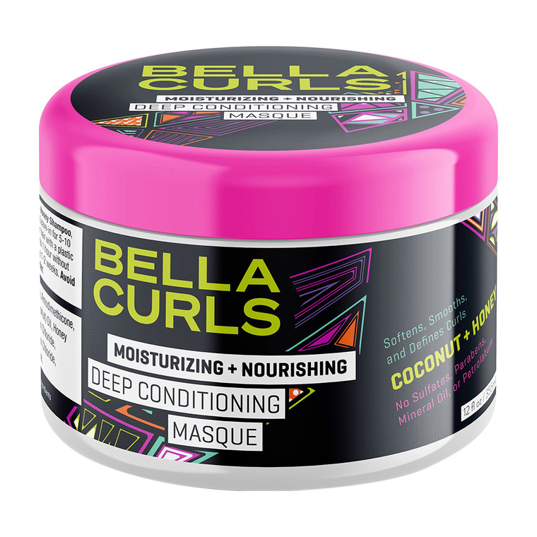 Bella Curls Moisturizing Deep Conditioning Hair Masque with Coconut and Honey, 12 Oz