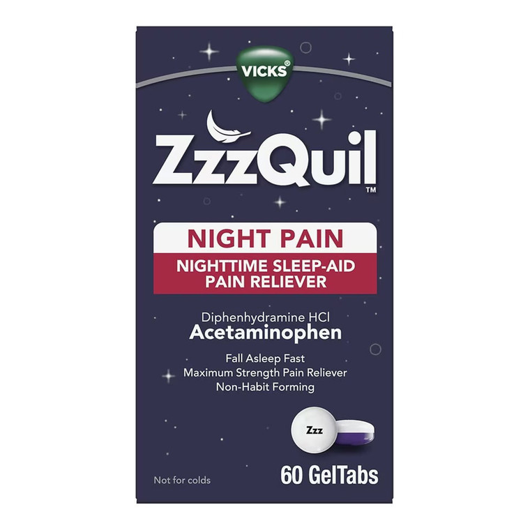 Vicks Zzzquil Nighttime Pain Reliever Sleep Aid Gel Tablets, 60 Ea