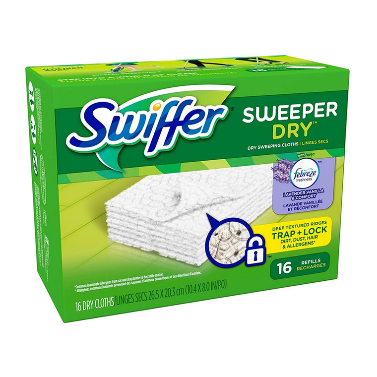 Swiffer Sweeper Dry Cloth Mop Refill, Lavender Vanillaand And Comfort Scent, 16 Ea