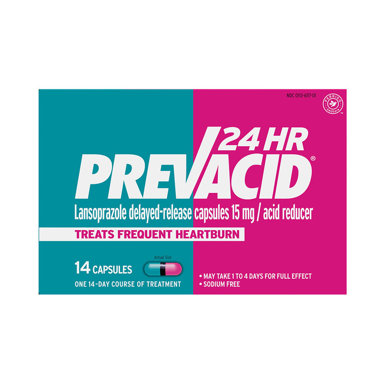 Prevacid 24 HR Lansoprazole Delayed Release Acid Reducer Capsules, 15 mg, 14 Ea