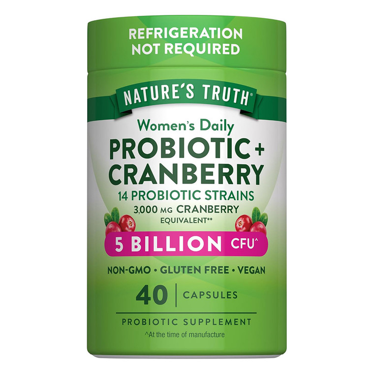Natures Truth Women Probiotics Plus Cranberry Capsules Support Urinary Tract Support 40Ea