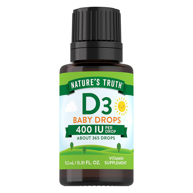 Natures Truth Vitamin D3 Baby Liquid Drops 400 IU Vitamin Supplement Support Healthy Bone Growth 0.31Oz (9.2ml)