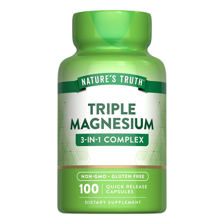 Natures Truth Triple Magnesium Complex Dietary Supplement Capsules Support Muscle and Bone Health 100Ea