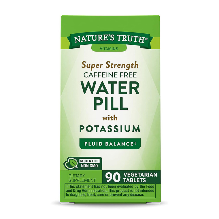 Natures Truth Super Strength Water Pill With Potassium Caffeine Free Capsules, 90 Ea