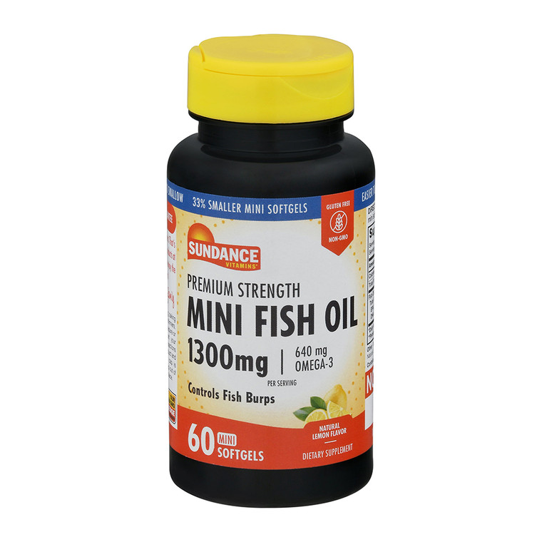 Sundance Vitamins Mini Fish Oil 1300 MgSoftgels, Natural Lemon Flavor, 60 Ea