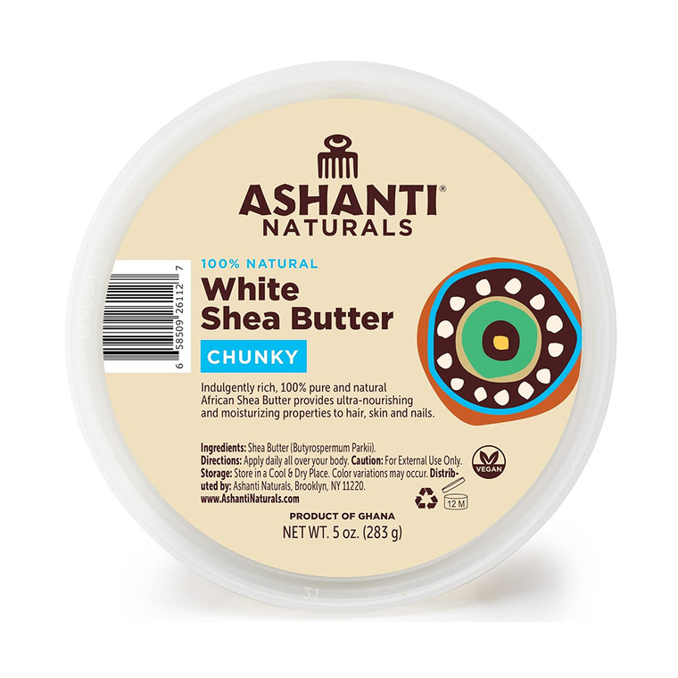 Ashanti Naturals White Chunky Raw Shea Butter, 5 Oz
