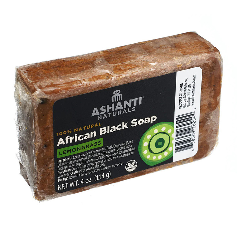 Ashanti Naturals African Black Soap Bar, Lemongrass, 4 Oz