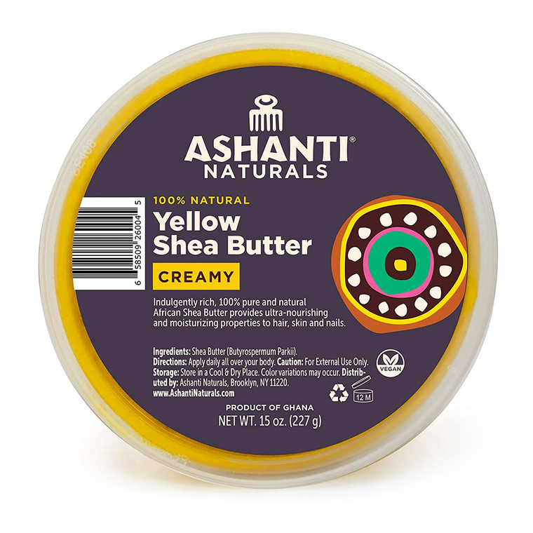 Ashanti Naturals Yellow Creamy Raw Shea Butter, 15 Oz