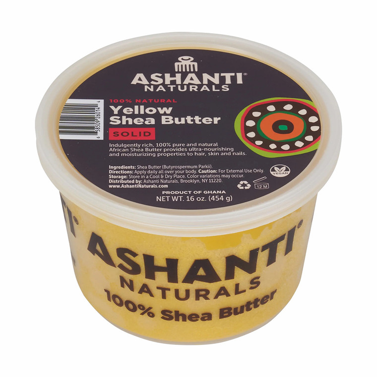 Ashanti Naturals Yellow Solid Raw Shea Butter, 16 Oz