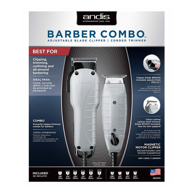 Andis Barber Powerful Clipper and Trimmer Combo Kit, 1 Ea