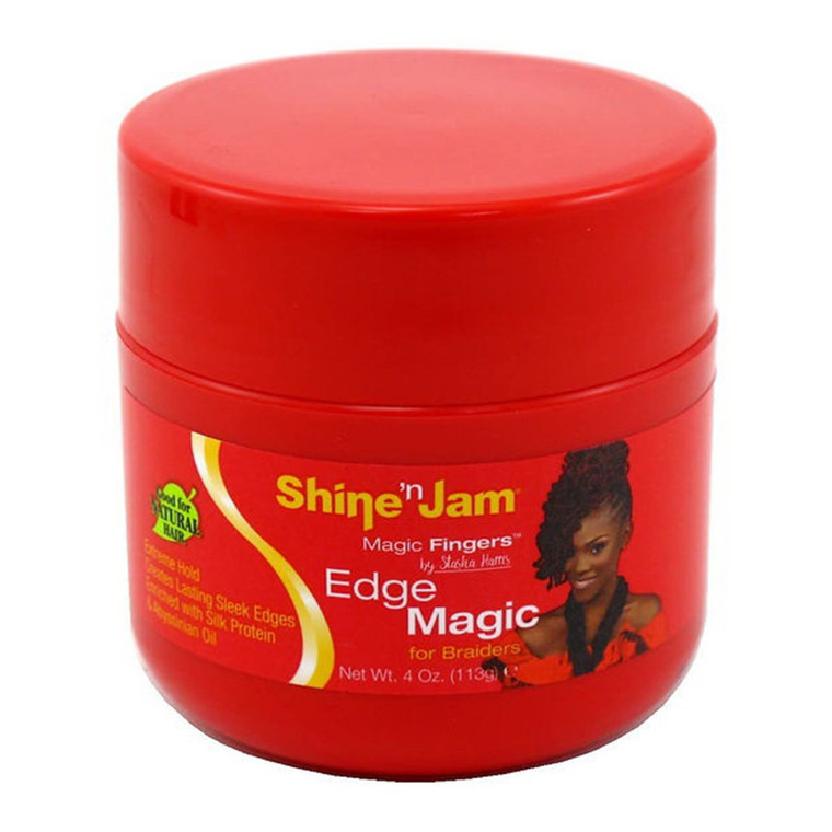 Ampro Shine N Jam Magic Fingers Edge Magic Gel for Braiders Enriched with Silk Protein and Abyssinian Oil 4Oz (113g)