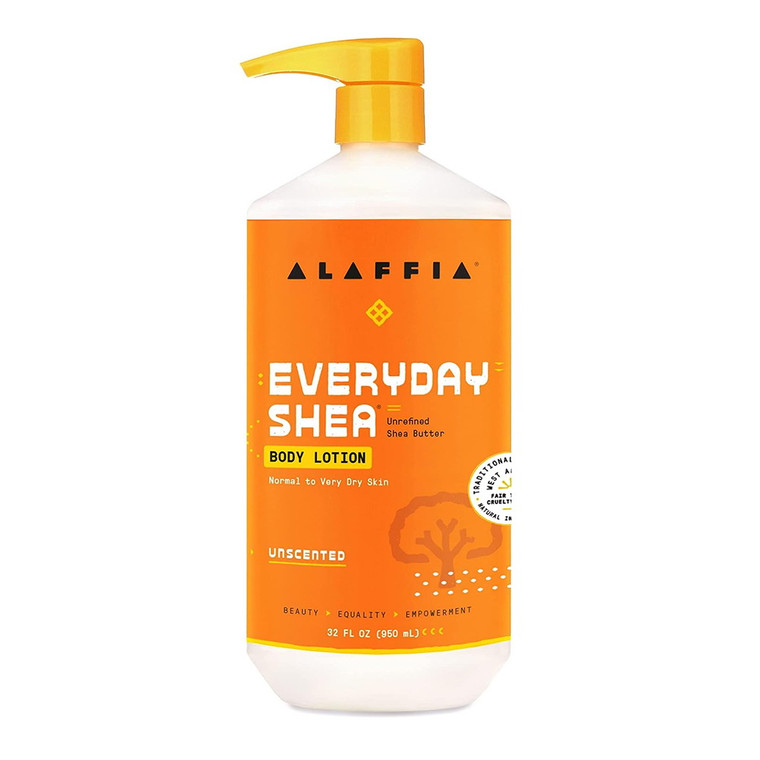 Alaffia EveryDay Shea Butter Body Lotion, Unscented, 32 Oz