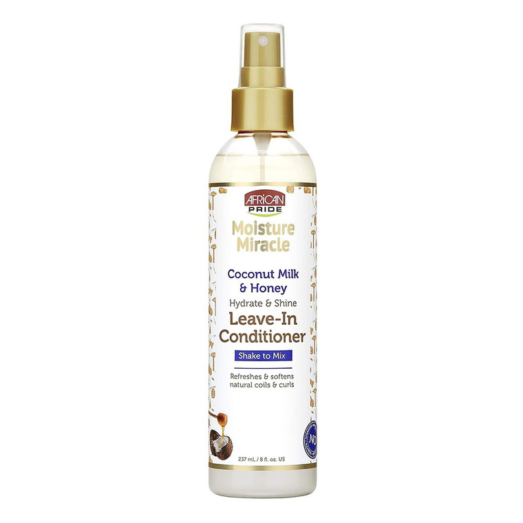 African Pride Moisture Miracle Leave In Conditioner with Coconut Milk and Honey, 8 Oz