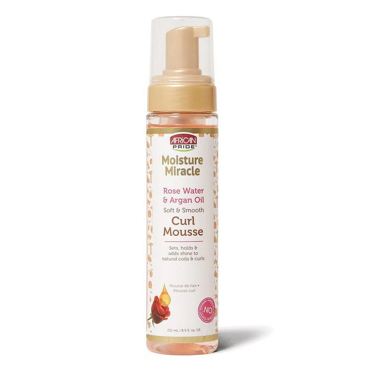 African Pride Moisture Miracle Curl Mousse with Rose Water and Argan Oil, 8.5 Oz