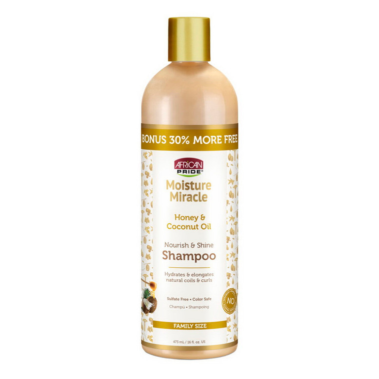 African Pride Moisture Miracle Nourish and Shine Shampoo, 16 Oz