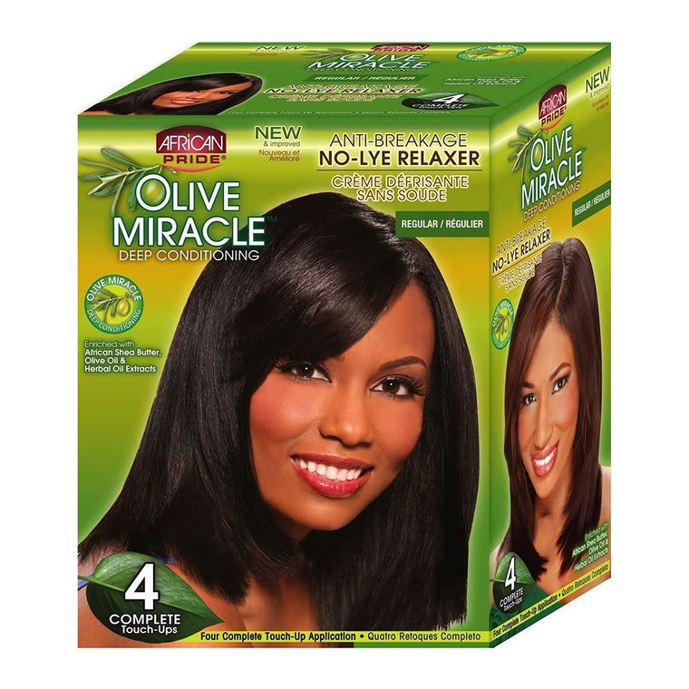 African Pride Olive Miracle Deep Conditioning No Lye Relaxer 4 Complete Application, Regular, 1 Ea