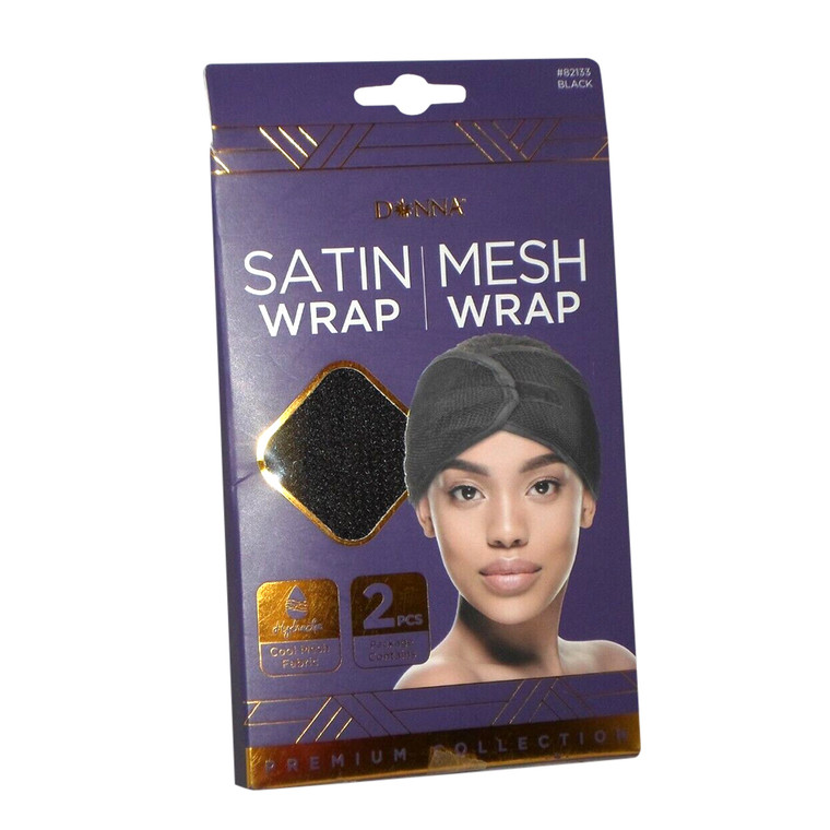 Donna Satin and Mesh Wrap, 82133 Black, 2 Ea