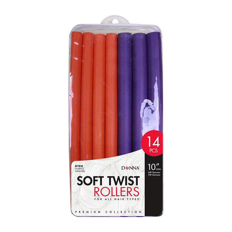 Donna Soft Twist Roller, 10 Inch Long 7918 Purple and Orange, 14 Ea