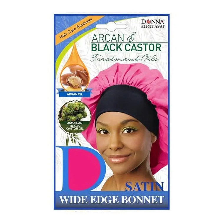 Donna Argan and Black Castor Oils Satin Wide Edge Bonnet, 22627 Assorted, 1 Ea