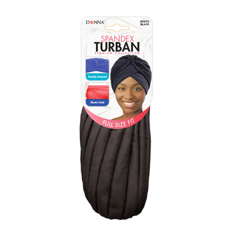 Donna Spandex Turban Full Size Fit, 33012 Black, 1 Ea