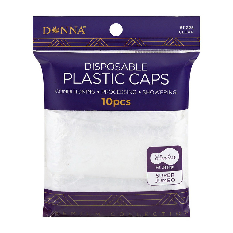 Donna Disposable Plastic Caps, 11225 Clear, 10 Ea