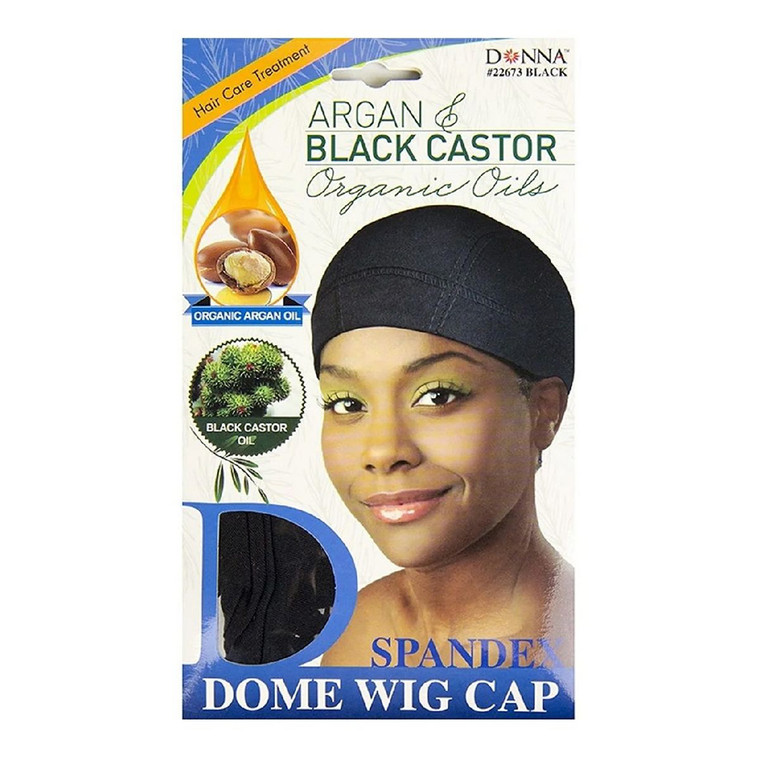 Donna Argan and Black Castor Oils Spandex Dome Wig Cap, 22673 Black, 1 Ea