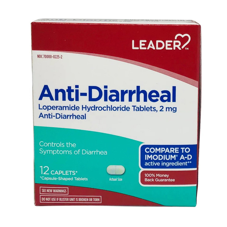 Leader Anti Diarrheal Loperamide Hcl 2 Mg Caplets, 12 Ea