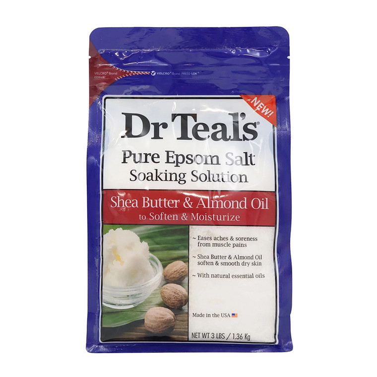 Dr Teals Epsom Salt Soaking Solution with Shea Butter and Almond Oil, 3 LB