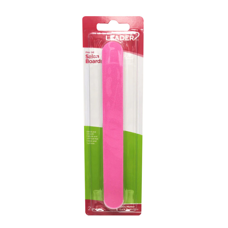 Leader Fine Grit Pink Salon Boards Nail Files Pack, 2 Ea