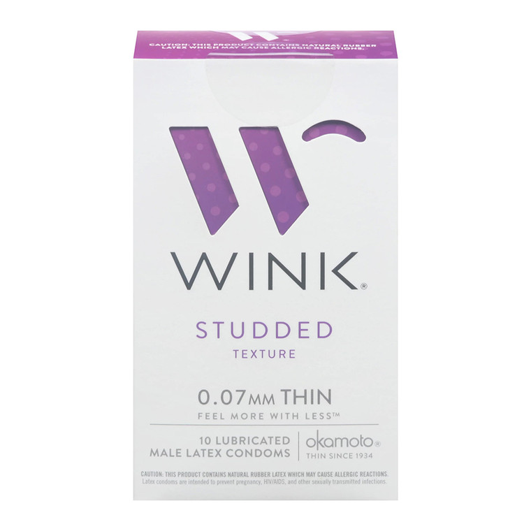Wink Studded Texture 0.07 mm Thin Lubricated Condoms, 10 Ea