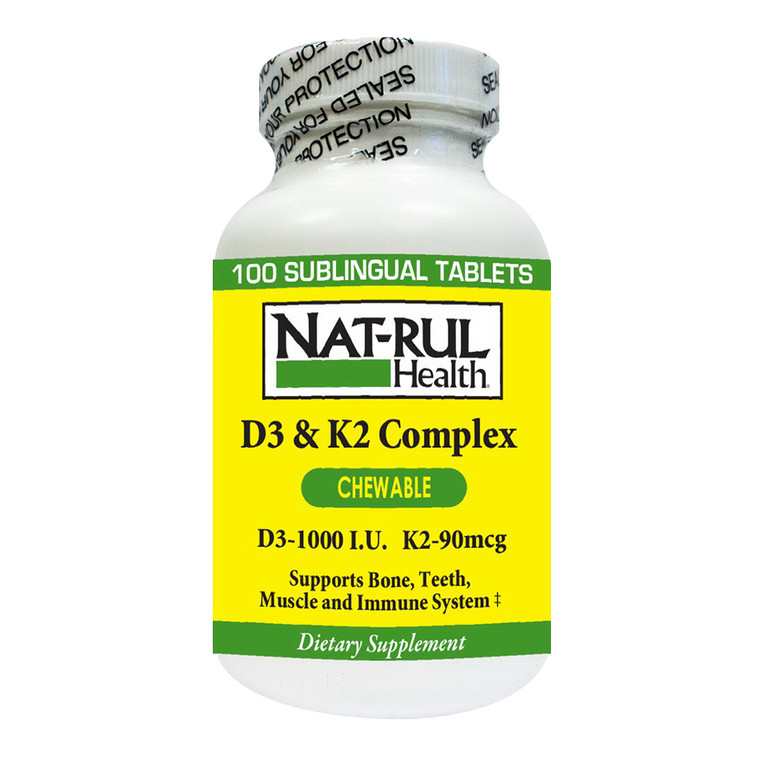 Nat Rul Health D3 and K2 Complex Chewable Tablets, 100 Ea