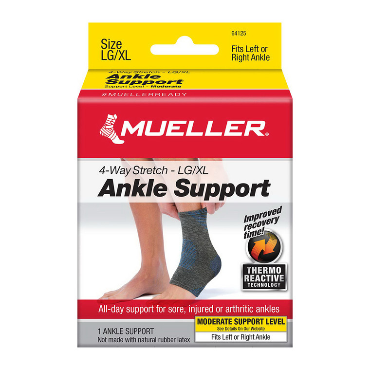 Mueller 4 Way Stretch Ankle Support, Large or XL, 1 Ea