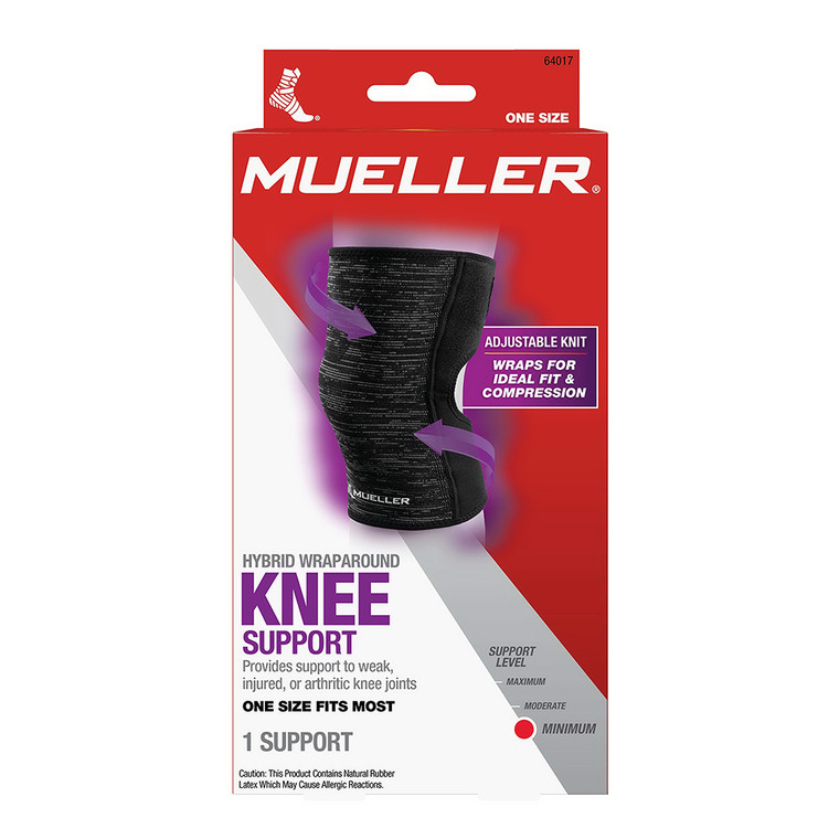 Mueller Knee Support Hybrid Wrap Around, One Size, 1 Ea