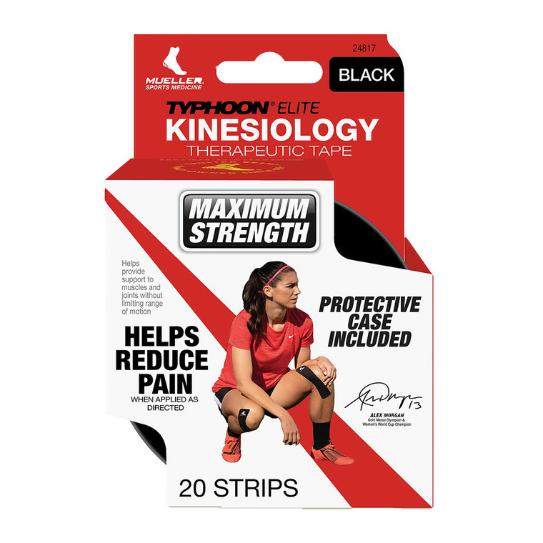 Mueller Typhoon Kinesiology Therapeutic Tape Strips, Black, 20 Ea