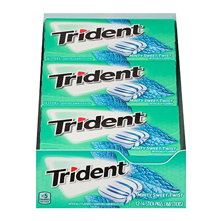 Trident Minty Sweet Twist Sugar Free Gum Sticks, 168 Ea