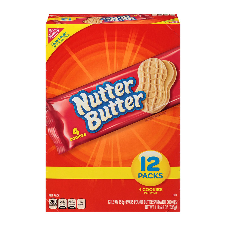 Nutter Butter Peanut Butter Sandwich Cookies, 1.9 Oz, 12 Ea