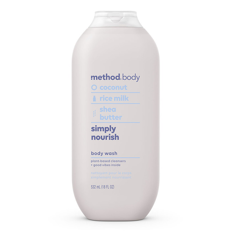 Method Simply Nourish Body Wash With Coconut, Rice Milk and Shea Butter, 18 Oz, 6 Ea